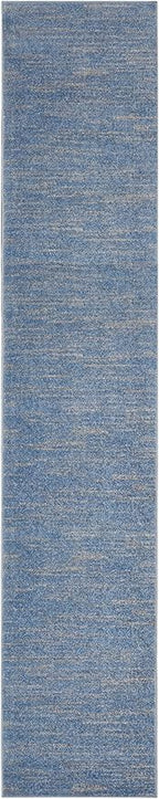 Nourison Home Nourison Essentials Blue Grey 2'2" x 12' Area Rug - Easy Clean, Non Shedding, Bed Room, Living Room, Dining Room, Kitchen (12' Runner)