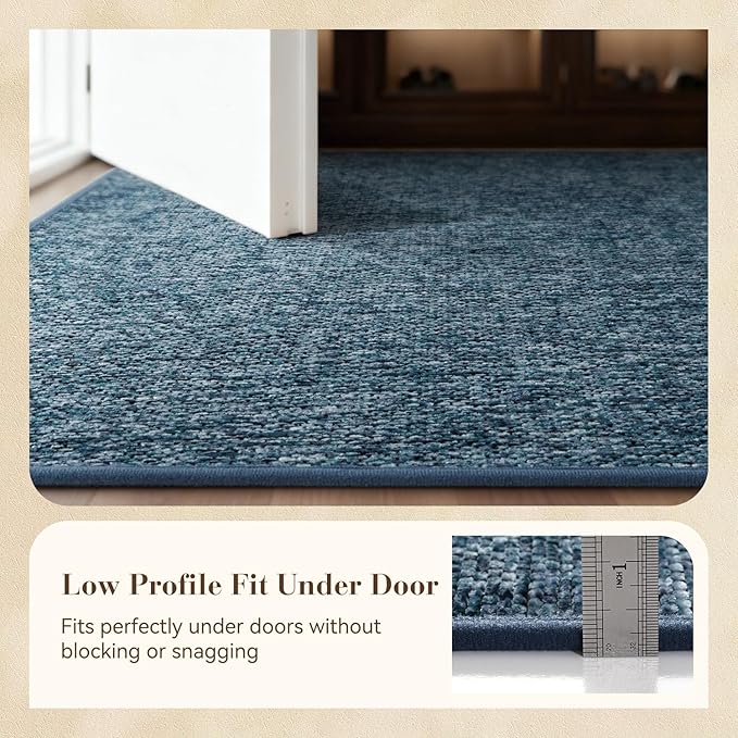 MontVoo Door Mat Indoor Entrance Doormat, Absorbent Durable Rubber Non Slip Front Door Mat for Inside Entry Entryway Dirt Trapper Welcome Mat, Navy Blue 17''x30''