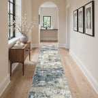 GENIMO Runner Rug Non Slip 2'6"x10', Washable Rug Runner for Hallways Kitchen, Abstract Modern Kitchen Rugs, Low Pile Lightweight Carpet Runners for Entryway, Bedroom, Laundry, Navy Blue