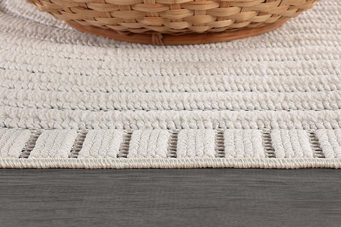 CAMILSON Modern Rug 9x12 Luxury Swirl Curved Large Micro Loop Area Rugs Soft High-Low Pile Stain Resistant Easy to Clean Non-Shedding Durable Living Room Kitchen Indoor Carpet (White)