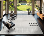 CAMILSON Modern Rug 8x10 Luxury Geometric Pattern Micro Loop Area Rugs Soft High and Low Pile Stain Resistant Easy to Clean Non-Shedding Durable Living Room Bedroom Indoor Carpet (White/Black)