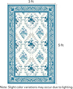 SOULFUL Medium Pile 3x5 Area Rug - Soft Underfoot Small Entryway Rug - Blue Boho Floral - Washable Non-Slip - Perfect for Living Room Bedroom Foot Kids Room Reading Nook