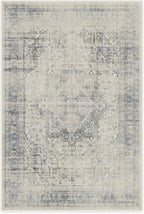 RUGGABLE Washable Vintage Area Rug – Kamran Blue Quartz 4x6, Stain-Resistant, Non-Slip – Medium Machine Washable Rugs for Living Room, Bedroom, Hallway, Entryway & Office–with Cushioned Pad