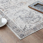 jinchan Runner Rug 3x8 Washable Hallway Rug Vintage Indoor Thin Retro Floor Cover Distressed Gray Floral Country Lightweight Non Slip Carpet for Entryway Bathroom Kitchen Bedroom Living Room Grey