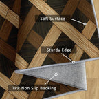 Checkered Rug, Washable 6x8 Rug for Living Room, Wood Grain Patterned Indoor Carpet, Checkered Geometric Decor for Home, Bedroom, Soft Non Slip Thin Design FER30