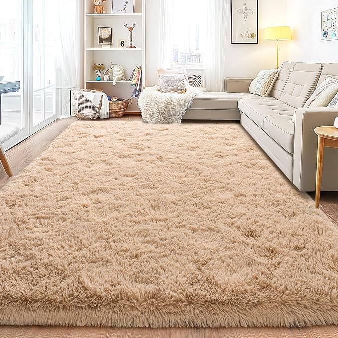 Area Rugs for Living Room, Soft Shaggy Carpets for Living Room, Fuzzy Rugs for Kids' Room, Perfect Decor for Modern Home Camel 4x6 Feet