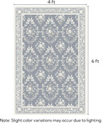 SOULFUL Medium Pile 4x6 Rugs for Living Room - Soft Underfoot Area Rug - Greige Boho Floral - Washable Non-Slip - Perfect for Bedroom Kids Room Under Dining Table Office