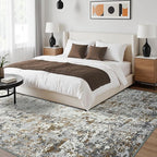 Toneed Abstract Area Rug Modern Washable Rug Soft Non Slip Rug Low Pile for Bedroom Living Room Dining Room Brown/Grey 8x10 Feet