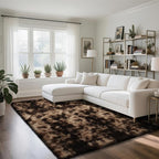Fluffy Rug Shaggy Area Rug, Mottling Brown 6x9 Area Rugs for Living Room, Large Shag Area Rugs for Bedroom Kids Room Home Decor, Upgrade Anti-Skid Rectangular Fuzzy Rugs