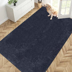 PURRUGS Easy Care Area Rug 4.5ft x 7ft, Non-Slip Washable Entryway Rug, Dog Door Mat, Stain Resistant Accent Rug for Hallway, Living Room, Bedroom and Mudroom, Navy Blue
