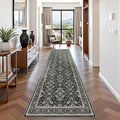 WITSHOCK Living Room Area Rugs 3x10: Soft Non-Slip Backing Washable Rugs Vintage Large Carpet for Bedroom Office Dining Room Kitchen Stain Resistant Home Decor Rug,Black