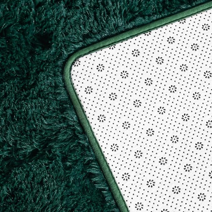 Large Shag Area Rugs 9 x 12, Plush Fuzzy Rugs for Living Room, Ultra Soft Fluffy Furry Rug for Bedroom, Indoor Carpet Nursery Rugs for Kids Room Home Decor, Dark Green