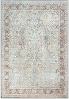 GLN Rugs Traditional Collection - Machine Washable Area Rug, Traditional Washable, Non Slip, Low Pile Chenille Rug, Living Room, Bedroom, Kitchen Rug (4' x 6' Light Blue)