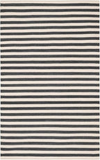 Home Conservatory Ladder Stripe Black/Ivory Handwoven Wool 6 X 9 Feet, Black/Ivory Stripe Pattern