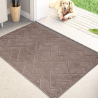 PURRUGS Dirt Trapping Door Mat 24" x 35.5", Non-Slip Machine Washable Entry Rug, Shoe Scraper, Dog Doormat, Super Absorbent Welcome Mat for Front & Back Door, Muddy Wet Shoes & Paws, Grayish Brown