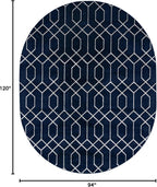 Unique Loom Glam Collection Area Rug - Trellis (7' 10' x 10' Oval, Navy Blue Silver/ Silver)