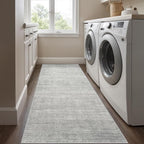 Art&Tuft Runner Rug 2x5 Non-Slip - Low-Pile Washable Runner Rug for Hallway, Soft Distressed Carpet Runner for Bedroom Bathroom Kitchen Laundry Living Room, Grey