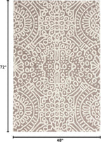 Dash & Albert Temple Taupe Hand Micro Hooked Wool Rug, 4 X 6 Feet, Tan Geometric Pattern