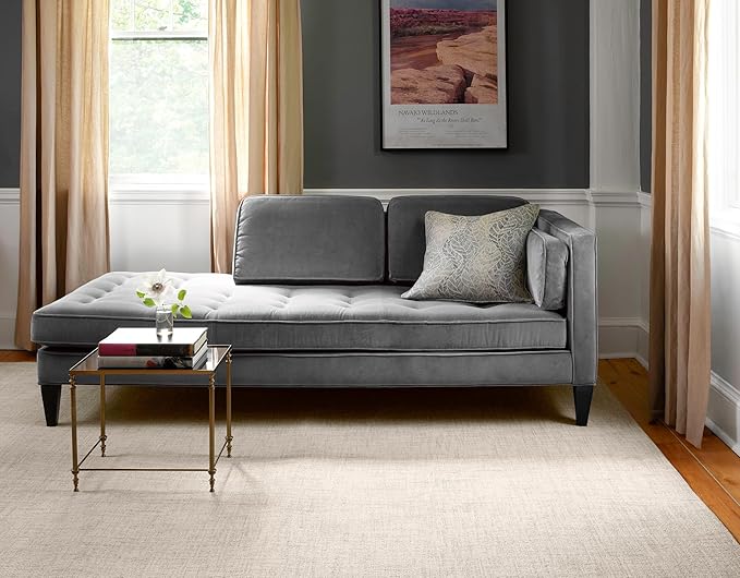 Dash and Albert Crosshatch Wool Area Rug - 7.5 X 9.5 Ivory Solid Hand Micro Hooked Accent Rug - Durable, High Traffic Areas Bedroom, Hallway, Stairs - Premium Luxury Hotel Quality Soft Breathable