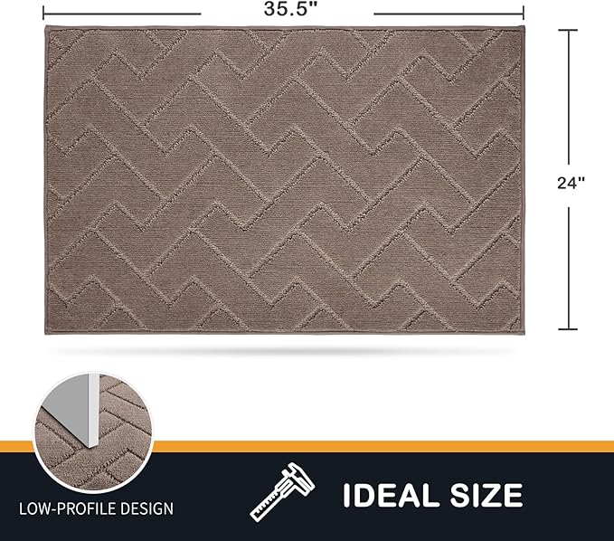 PURRUGS Dirt Trapping Door Mat 24" x 35.5", Non-Slip Machine Washable Entry Rug, Shoe Scraper, Dog Doormat, Super Absorbent Welcome Mat for Front & Back Door, Muddy Wet Shoes & Paws, Grayish Brown