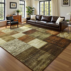 DweIke Washable Area Rugs for Living Room, 5x7 Soft Bedroom Rugs, Geometric Print Non-Slip Modern Rug, Stain Resistant Throw Carpets for Office Nursery Dining Room Home Dorm Decor, Brown