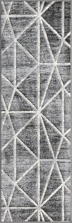 Rugs.com Lattice Trellis Collection Rug – 6 Ft Runner Gray Low-Pile Rug Perfect for Hallways, Entryways