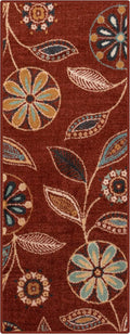 Maples Rugs Reggie Floral Runner Rug - Made in USA - Washable, Non Slip Indoor Carpet for Kitchen, Hallway, and Laundry Room, 1'8 x 5, Merlot