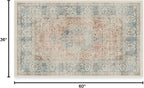 RUGGABLE Washable Vintage Area Rug – Sarrah Coral 3x5, Stain-Resistant, Non-Slip – Small Machine Washable Rugs for Living Room, Bedroom, Hallway, Entryway & Office–with Cushioned Pad