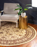 Unique Loom Voyage Collection Traditional Oriental Classic Intricate Design Area Rug (8' 0 x 8' 0 Round, Ivory/Gold)