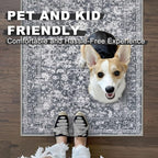 KILOCOCO Hallway Runner 2x7 Rug Runner Printed Vintage Floral Washable Kitchen Runners Non-Slip Rubber Backed Runners for Hallways Laundry Room Distressed Boho Rugs for Entryway Bedroom, Grey