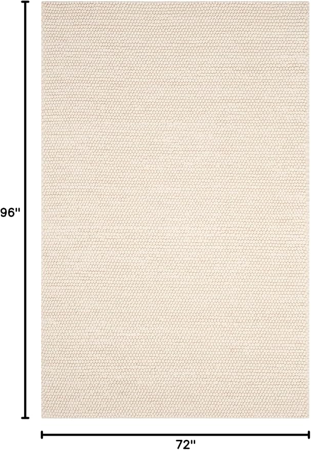 Safavieh Area Rug 6x8 - Natura Collection - Ivory, Handmade Wool Blend, Textured Design, Ideal for Living Room, Bedroom, Dining Space (NAT620A)