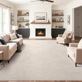 SHACOS Soft Cozy Fluffy Arch Pattern High-Low Pile Area Rugs 8'x10' Large Non Slip Washable Modern Geometric Rug Scandinavian Minimalist Carpet for Living Room Bedroom Dining Room, Beige