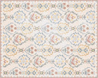 Phantoscope Washable Area Rug 8'x10' Non-Slip, Vintage Floral Boho Rugs for Living Room, Bedroom, DiningRoom, Soft Botanical Moroccan Pattern, Low-Pile Foldable Floor Carpet, Ivory Pink/Boho Garden