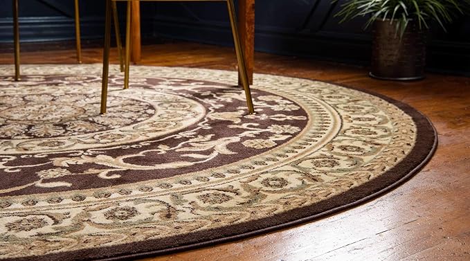 Unique Loom Versailles Collection Traditional Classic Medallion Floral Motif Area Rug (6' 0 x 6' 0 Round, Brown/ Ivory)