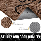Smiry Dog Door Mat for Muddy Paws, Absorbent Dirt Trapper Non Slip Quick Dry Washable Chenille Mat for Mud Dogs, Entry Rug for Indoor and Outdoor (36x24 Inches, Coffee and Black)