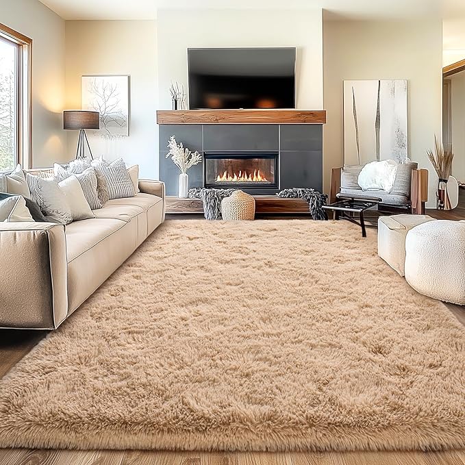 Area Rugs for Living Room, Soft Shaggy Carpets for Living Room, Fuzzy Rugs for Kids' Room, Perfect Decor for Modern Home Camel 6x9 Feet