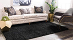Unique Loom Solid Shag Collection Area Rug (6' 1" x 9' Rectangle, Jet Black)