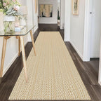 IOHOUZE Washable Runner Rug 3x10 Non Slip Rubber Backed Long Hallway Runner Entryway Runner Indoor, Kitchen Rugs Woven Cotton Floor Carpet for Hall Entrance, Warm Beige/Orange/Apricot