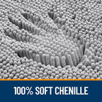 OLANLY Toilet Rugs U-Shaped 24x24, Extra Soft Absorbent Chenille Contour Bathroom Rugs for Toilet, Dry Quickly, Machine Washable, Non-Slip Bath Mat, Grey
