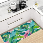 Tropical Rug Runner 2.6x7ft - Non-Slip Durable Floral Leaf Pattern Carpet for Hallway, Stairs, Entryway, Easy Clean Floor Decor