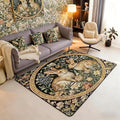 Rustic Rabbits Large Area Rug 5x7 Country Plant Leaves Floral Living Room Rug | Vintage Farmhouse Style Farm Animals Rugs for Bedroom, Cute Rabbit Botanical Carpet Indoor Floor Mat