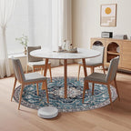 Easy-Going Round Rug 6ft Area Rug Medallion Distressed Washable Circle Rugs for Living Room Non-Slip Bedroom Rug Low Pile Lightweight Vintage Retro Throw Rug for Dining Room Kitchen Office, Teal Brick