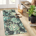 Lahome Floral Small Runner Rug - 2x5 Laundry Rug Runner Non-Slip Washable Soft RoomThrow Lightweight Hallway RCarpet ugs Indoor, Boho Blue Paisley Carpet for Bathroom Kitchen Entryway