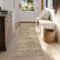 FMFUNCTEX 2x5 Washable Runner Rug Brown Vintage Neutral Distressed Oriental Non Slip Low Pile Indoor Carpet Retro Hallway Entryway Rug for Kitchen Living Room Bedroom Bathroom Laundry Entry Bedside