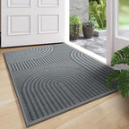 Front Door Mat 24''x35'', Absorbent Muddy Dirt Resist Washable Non Slip Low-Profile Indoor Doormat, Easy Clean Welcome Entryway Door Mats, Grey