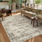 Lahome Washable Rugs 5x7 Boho Living Room Area Rug,Soft Throw Bedroom Area Rug,Retro Distressed Non-Slip Low-Pile Accent Rug Indoor Carpet for Entryway Office Home Decor(5 x 7,Beige)