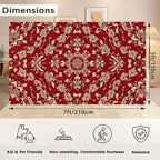 Red Flower Carpet for Living Room, 5x7 Non-Slip Washable Low Pile Abstract Design Rug, Space Saving Area Rug for Bedroom, Dining Room
