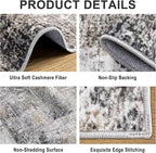 6x9 Area Rugs for Living Room - Washable Rug Modern Abstract Soft Large Neutral Non-Slip Carpet Indoor Floor Thin Carpets for Bedroom Dining Room Farmhouse Nursery Home Office Brown Black Grey