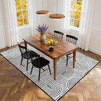 SHACOS Soft Cozy Fluffy Arch Pattern High Low Pile Rugs 3'x5' Non Slip Washable Scandinavian Minimalist Rug Modern Geometric Arc Carpet for Living Room Bedroom Dining Room, Black White