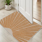 Boho Sun Print Area Rug for Living Room 4x5, Modern Abstract Non-Slip Washable Rugs, Soft Stripe Minimalism Carpet for Bedroom, Nursery, Entryway, Dining Room & Office Decor, Orange White